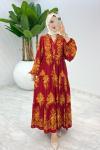 Bordo Bahar Elbise Tesettür Giyim Bordo