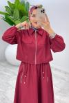 Bordo Premium Nefis Etek Takım Tesettür Giyim Bordo