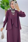 Bordo Premium Asalet Ferace Elbise Tesettür Giyim Bordo