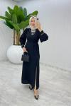Siyah Adria Elbise Takım Tesettür Giyim Siyah